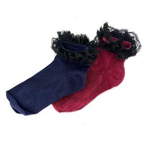 Topshop glitter socks pack of 2, coquette girl socks, burgundy socks, blue socks